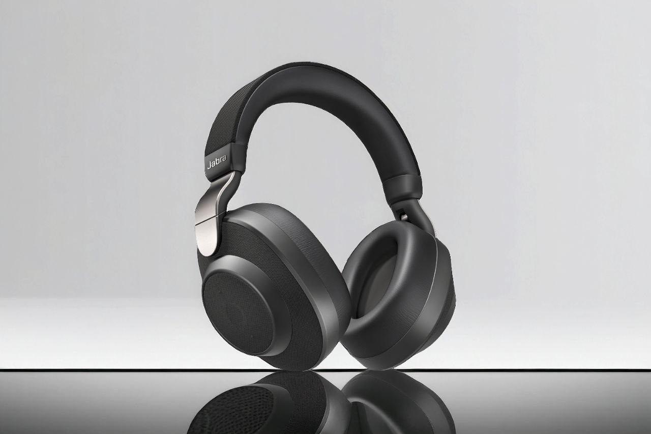 Jabra Elite 85h noise cancelling headphones with superior sound and durable design.